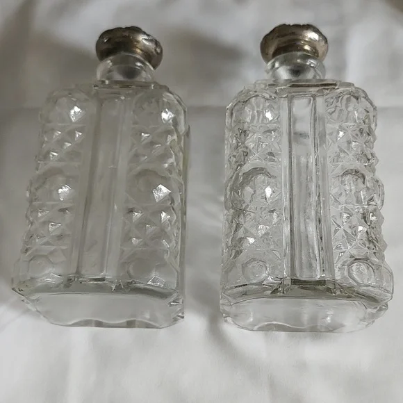 Vintage Glass Bottles with Silver Tops - Picture 5 of 7